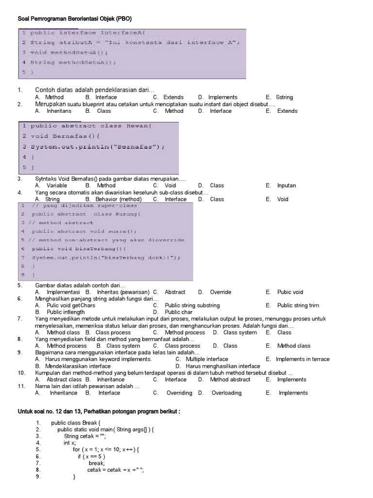 Soal Pemrograman Berorientasi Objek | PDF | Komputer