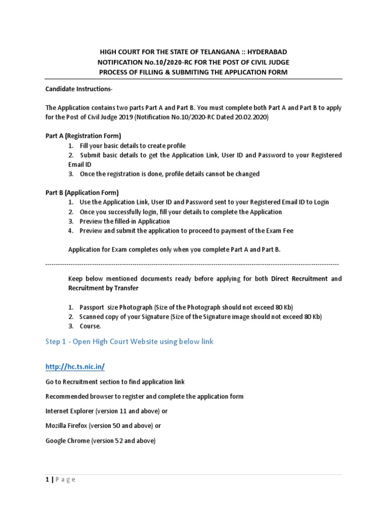 Civil Judge Application Process Guide | PDF | Login | Password