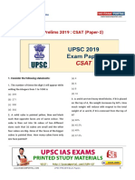 UPSC IAS PRE 2019 CSAT PAPER Ans Keys PDF