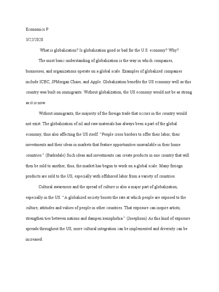 Реферат: Globalization 3 Essay Research Paper Globalization is