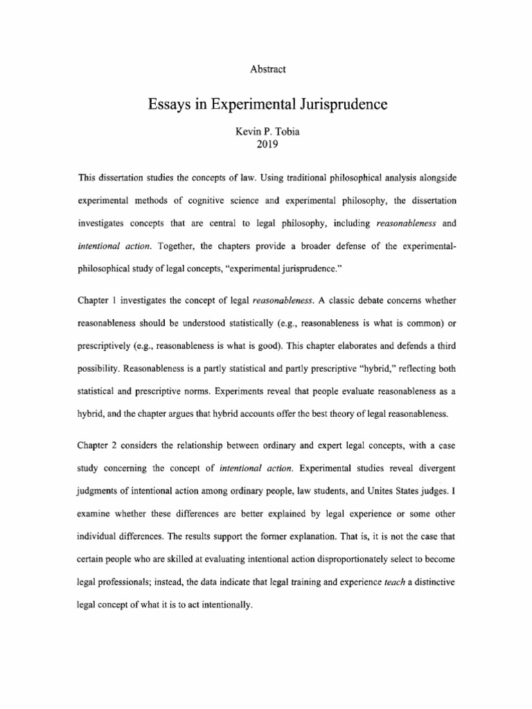 Essays In Experimental Jurisprudence Pdf Reasonable Person Concept