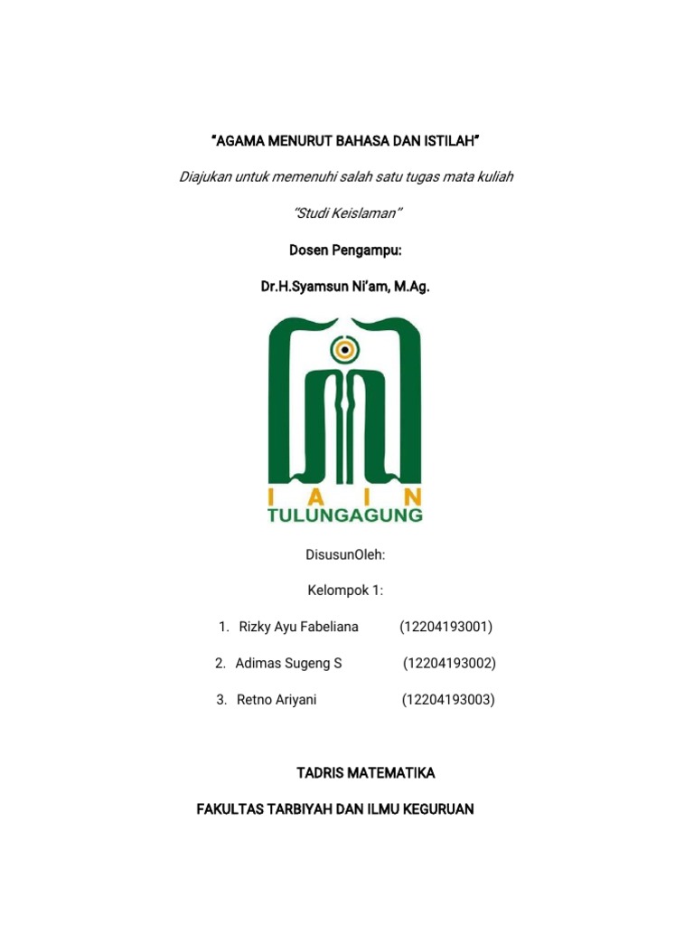 Pengertian Agama: Bahasa dan Istilah | PDF