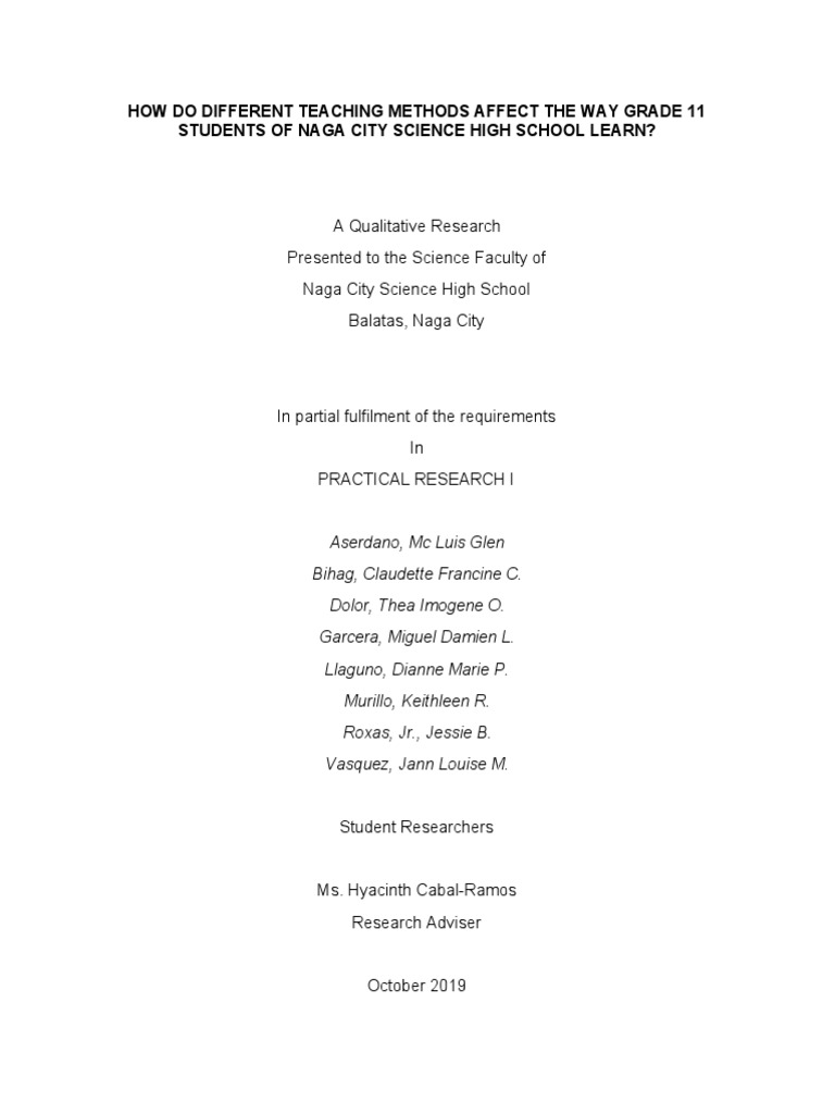 How Do Different Teaching Practices Affect The Way Senior High School