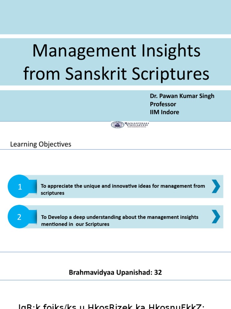 Management Insights from Sanskrit Texts | PDF | Indian Religions ...
