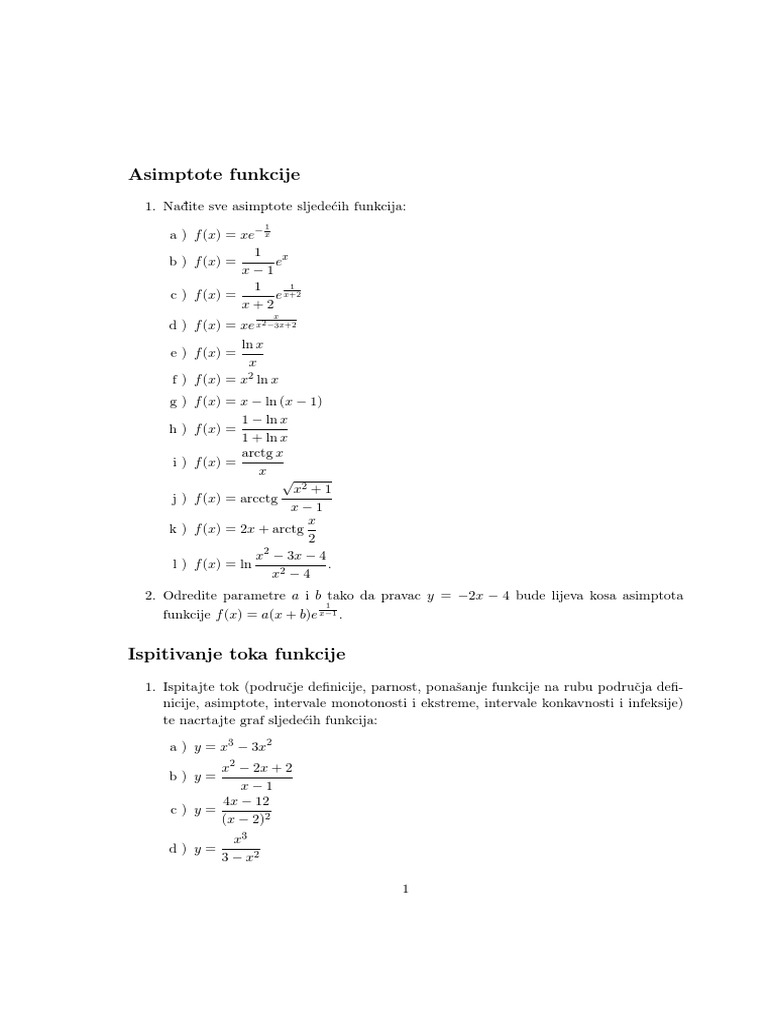 Asimptote Ispitivanje Toka Funkcije Pdf