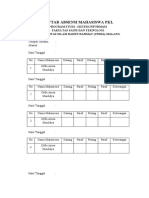 DAFTAR ABSENSI MAHASISWA PKL Difla