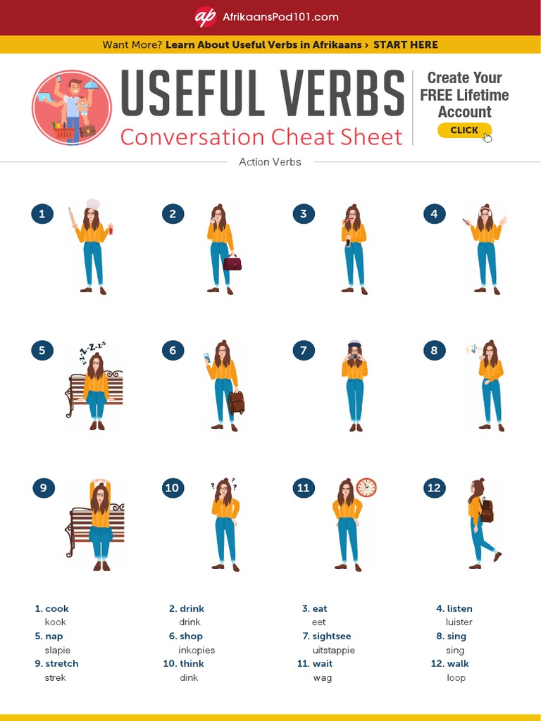 Useful Verbs Afrikaans PDF PDF Linguistics Semiotics