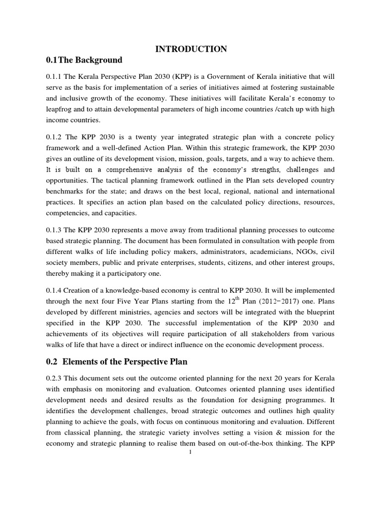 Kerala Perspective Plan 2030 Overview | PDF | Evaluation | Economic Growth