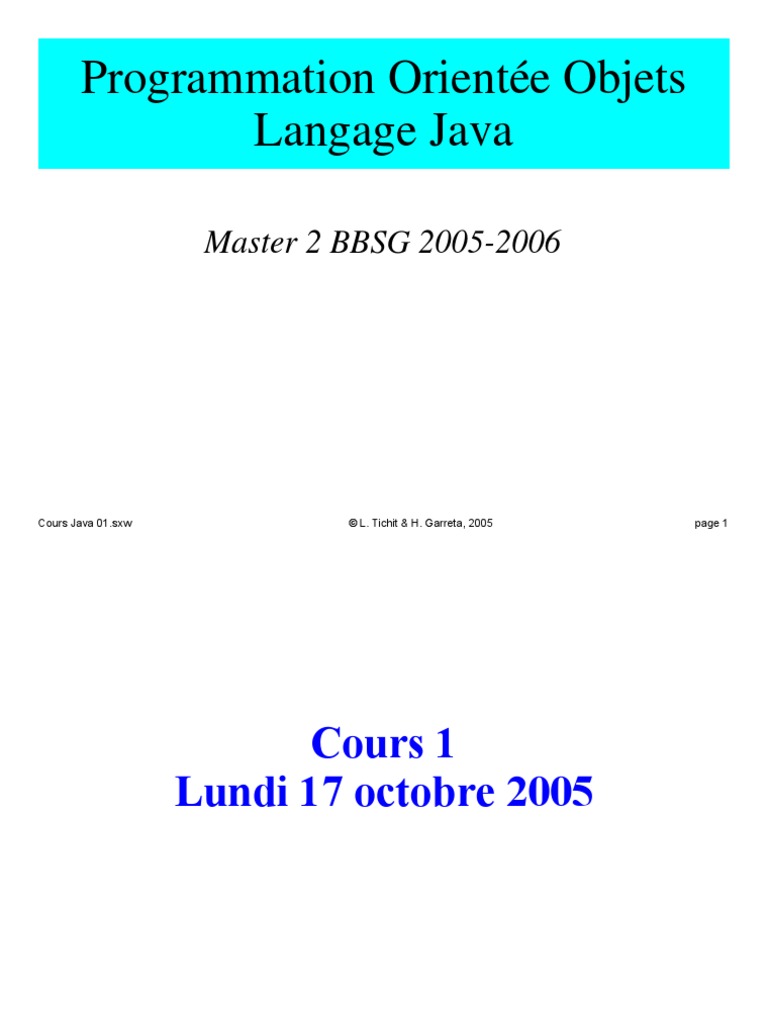 Programmation Orientée Objets | PDF | Java (Langage de programmation ...