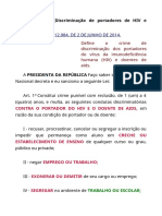 LEI 12.984 - DISCRIMINAÇÃO HIV-AIDS