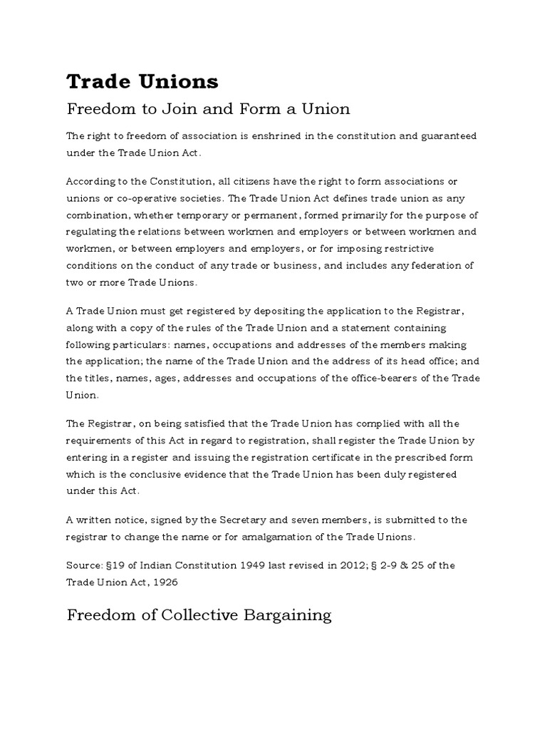 An Overview Of Key Labor Rights In India Freedom Of Association