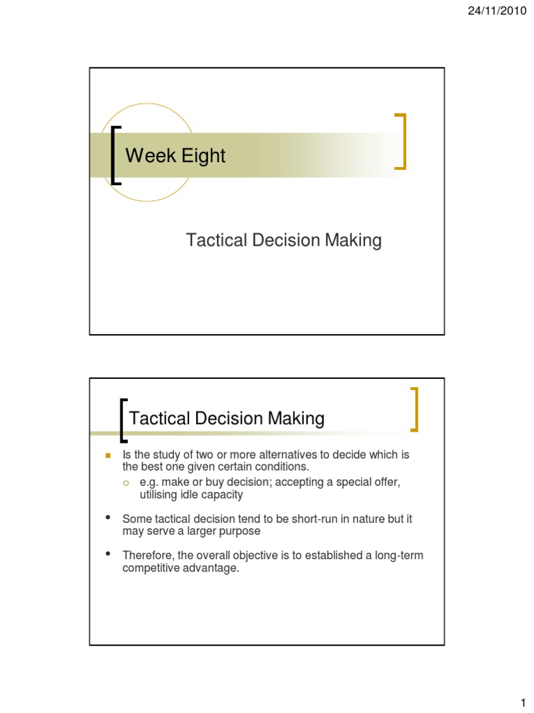 Tactical Decision Making Labour Economics Revenue