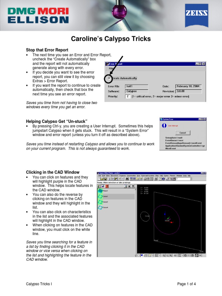 Etse Zeiss Calypso Tricks I 2014 Updated 0 PDF Areas Of Computer
