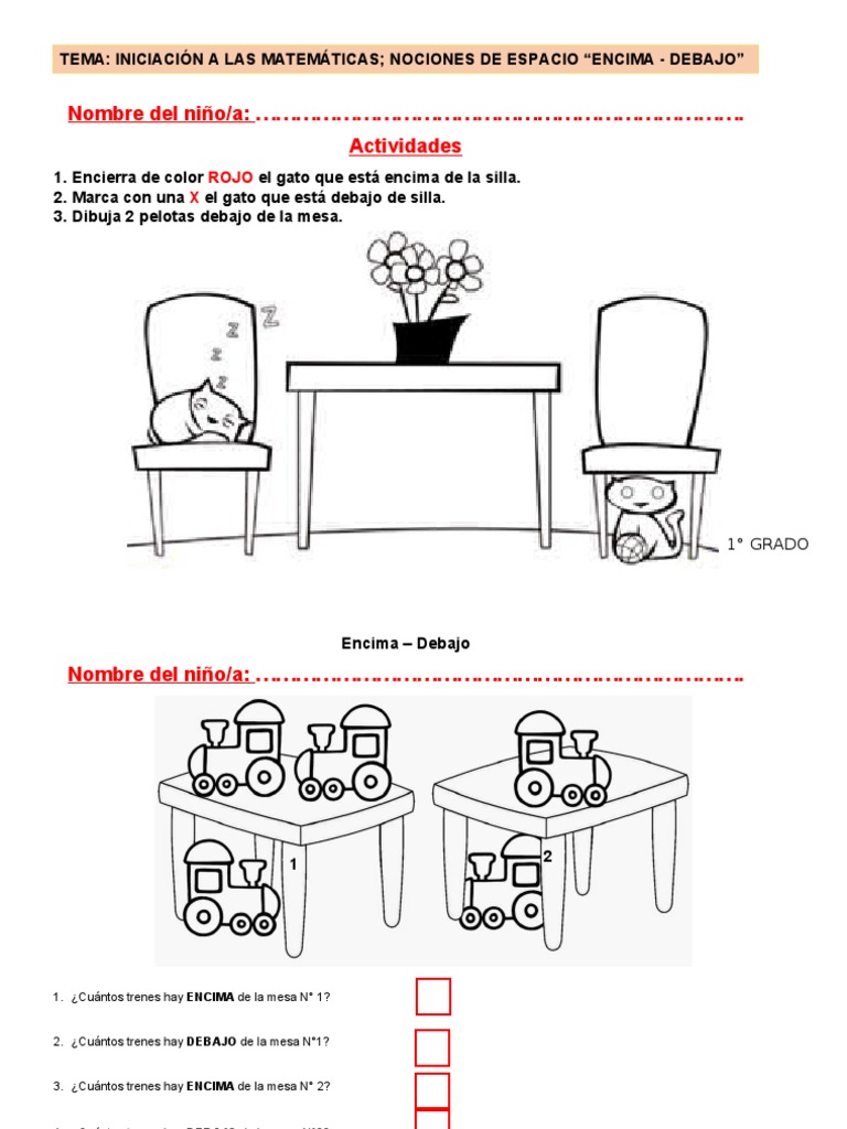 Nociones de Espacio Encima Debajo Lunes16 | PDF, image size:768x1024