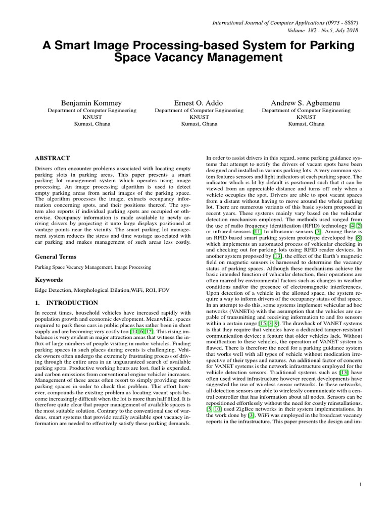 Smart Image Processing for Parking Management | PDF | Parking ...