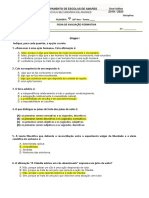 Avaliação formativa de filosofia sobre livre-arbítrio e determinismo