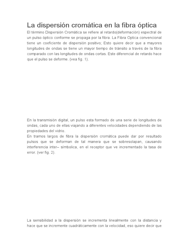 Dispersión cromática en fibra óptica | PDF | Multiplexación por ...
