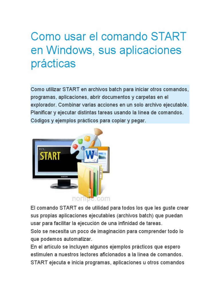Como Usar El Comando START en Windows | PDF | Archivo de computadora ...