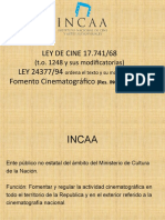 INCAA Ley de Cine y Fomento Cinematografico BASE