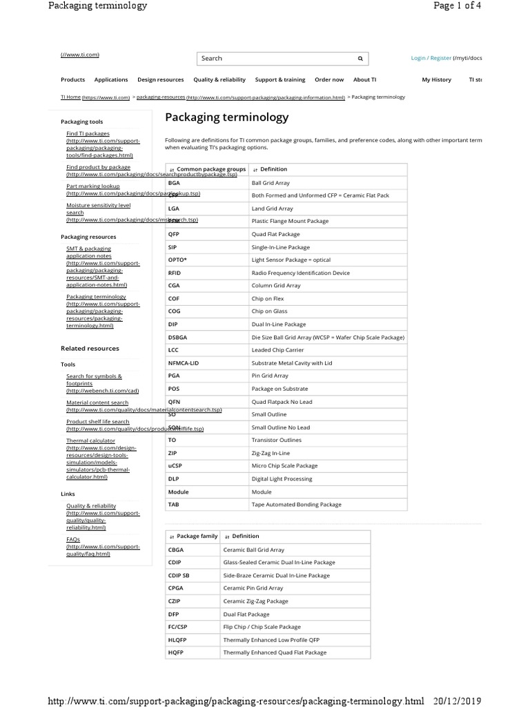 TI Packaging Terminology | PDF | Integrated Circuit | Electronic ...