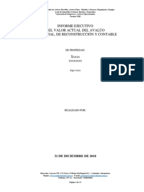 Plantilla Avaluo Bienes Muebles | PDF | normas internacionales de  INFORMACION FINANCIERA | Depreciación