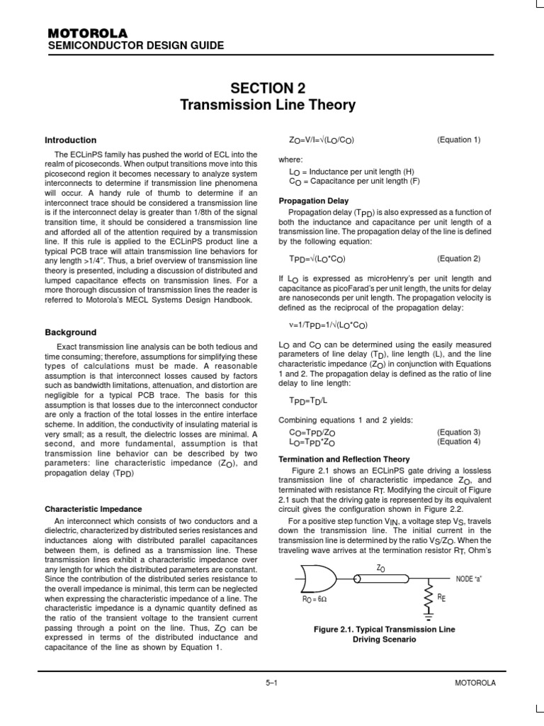 Section 2 Transmission Line Theory: Motorola | PDF | Transmission Line ...