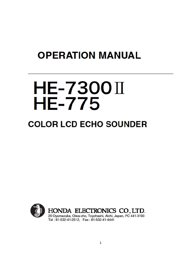 Hondex Fish Finder Operation Manual | PDF | Color | Power Supply