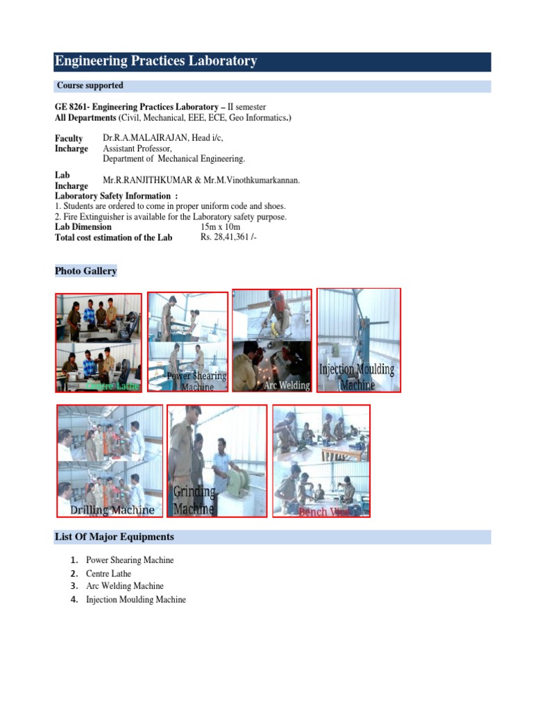 Mechanical Engineering Lab Equipment List | PDF | Laboratories ...