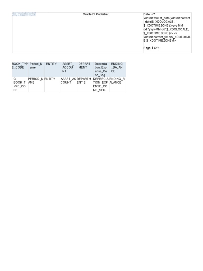 FA Report Template for Oracle BI | PDF