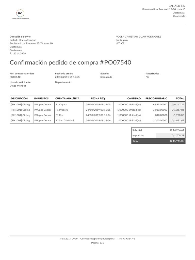 Confirmación Pedido Ballack S.A. | PDF | Informática y tecnología de la ...
