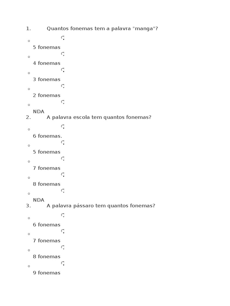 Quantidade de Fonemas nas Palavras | PDF | Vogal | Símbolos