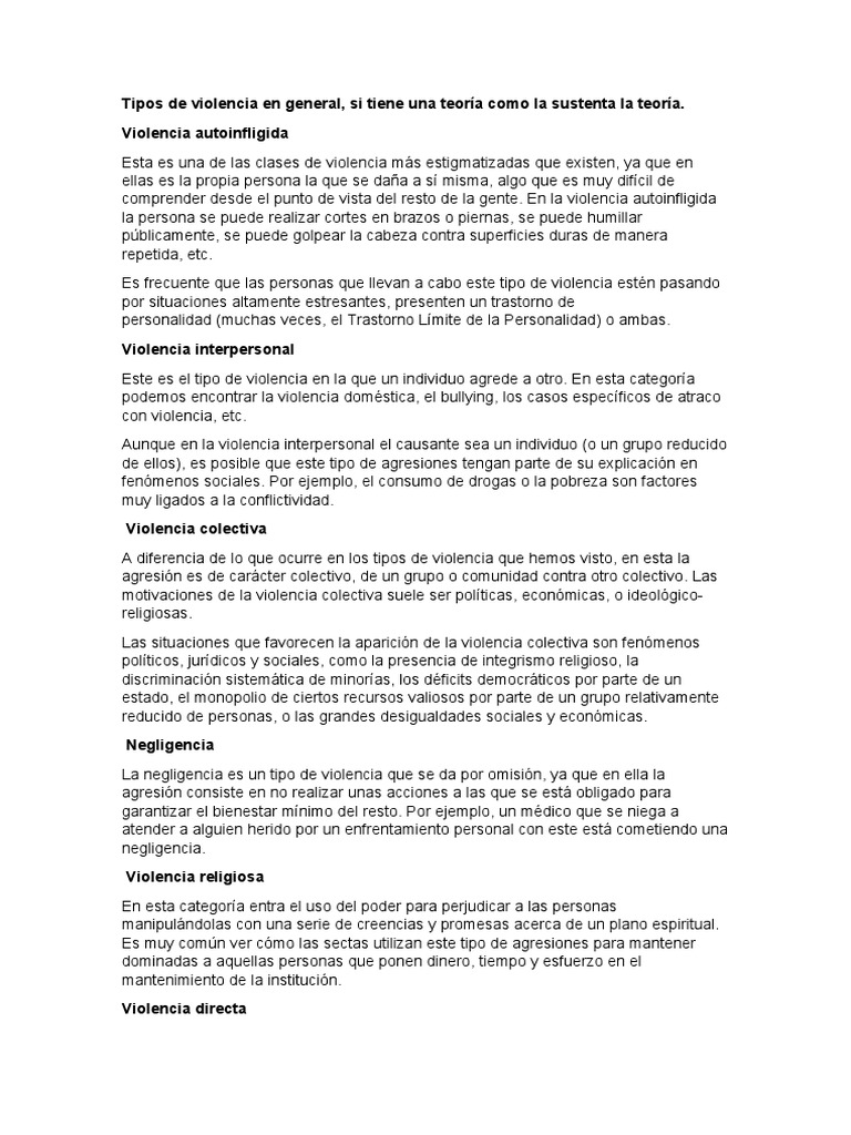 Tipos y teorías de la violencia | PDF | Agresión | Violencia