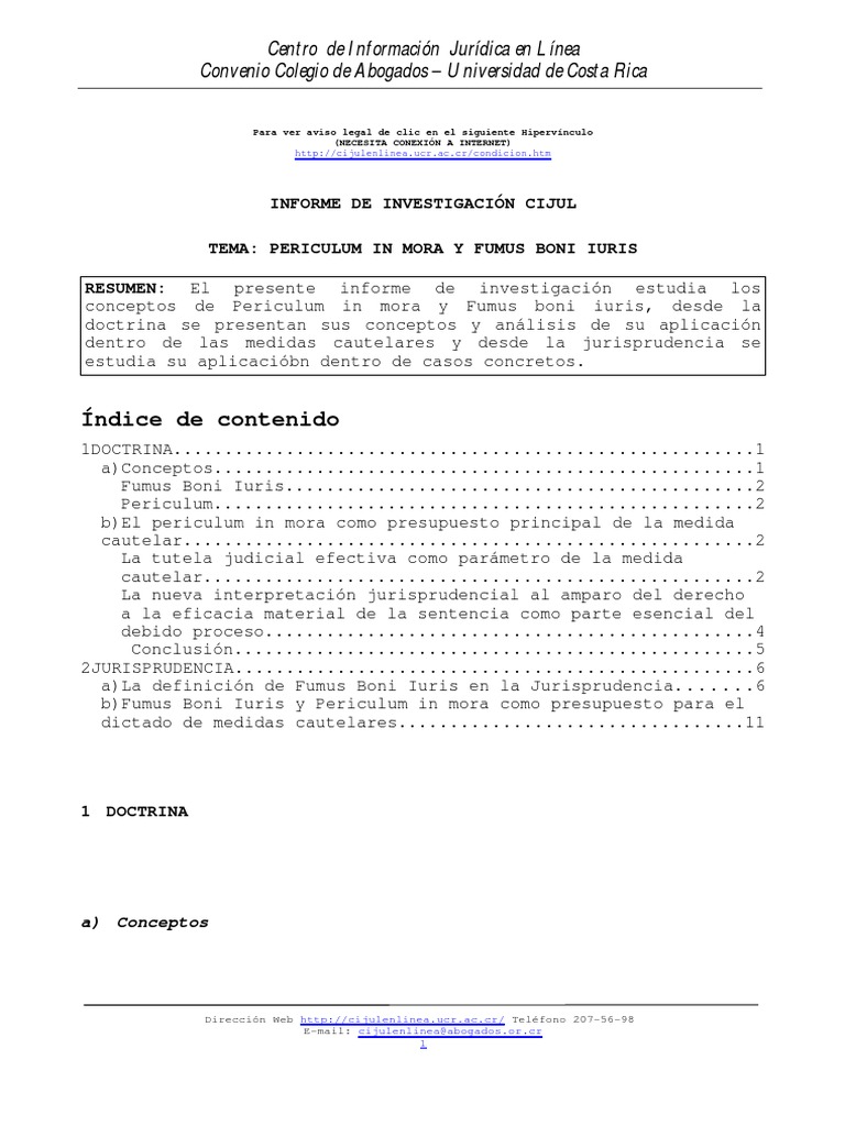 Periculum in Mora y Fumus Boni Iuris | PDF | Mandato | Ley procesal