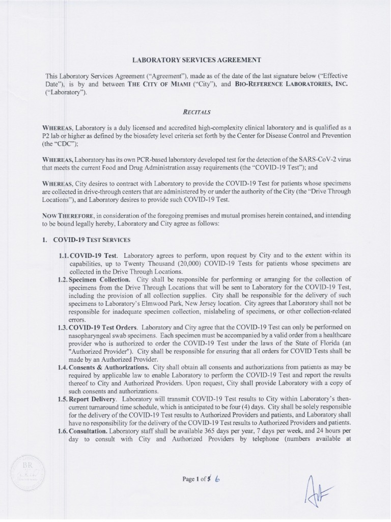 OPK Laboratory Services Agreement PDF