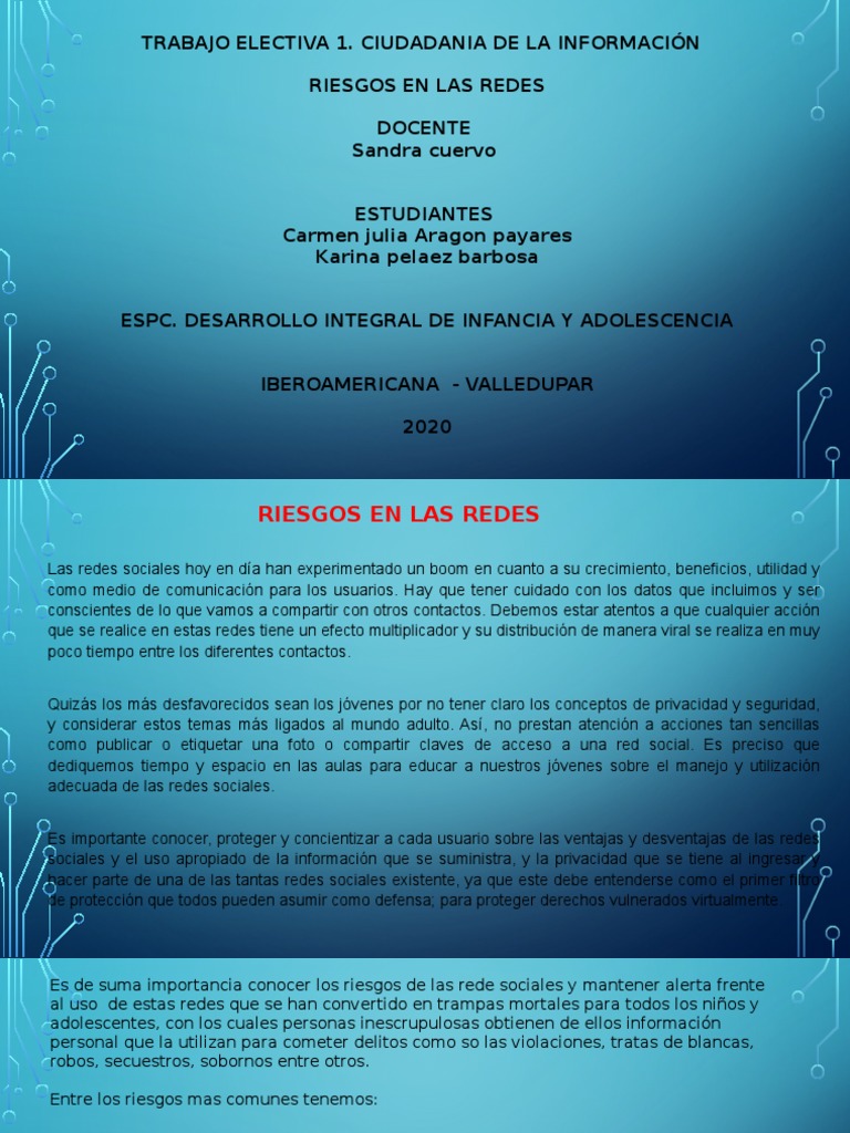 Riesgos de Las Redes | PDF | Acoso cibernético | Suplantación de identidad