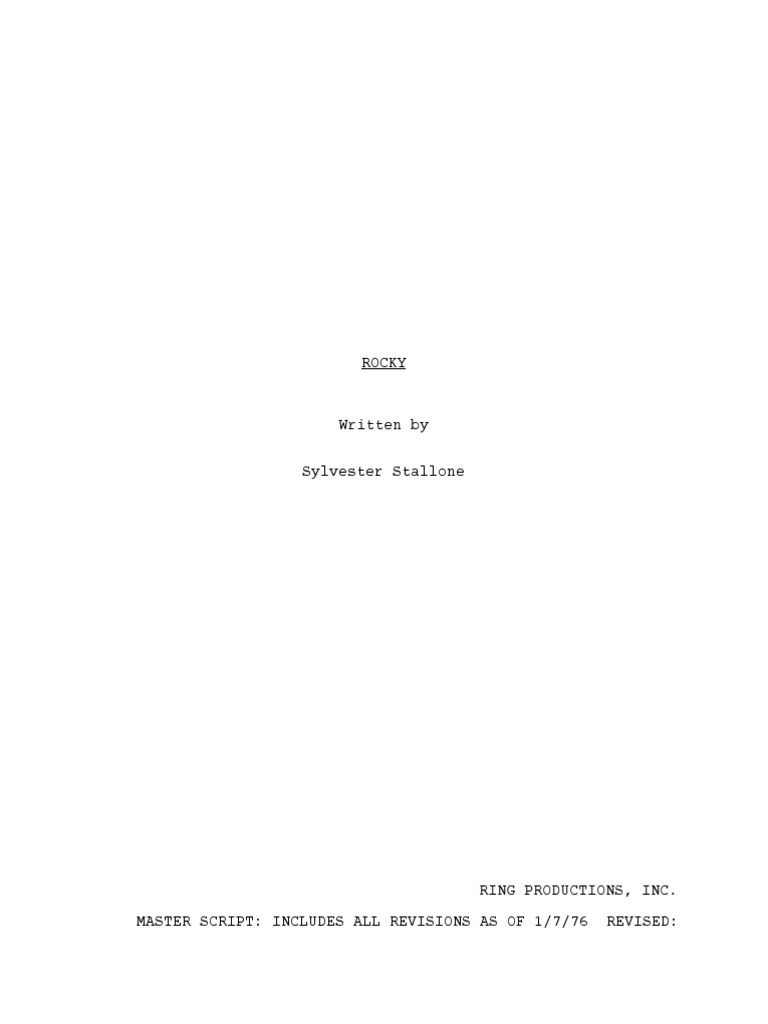 Rocky Screenplay by Stallone Final Draft | PDF | Sports