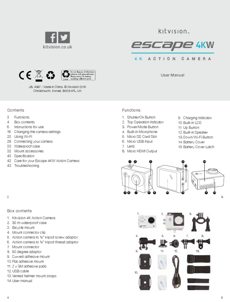 Manual Escape 4KW Kitvision PDF Mobile App Camera