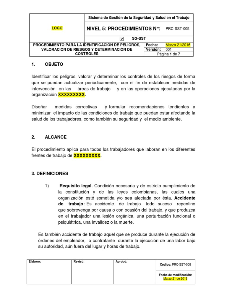 Identificación y Control de Riesgos Laborales | PDF | Labor | Salud y ...