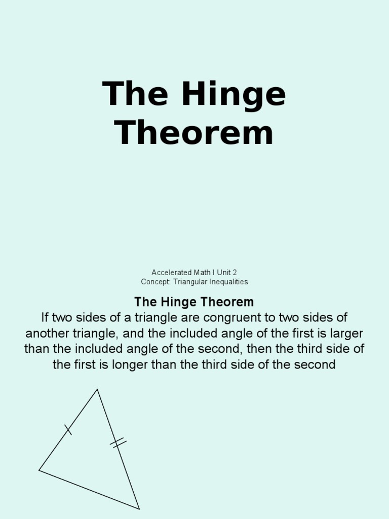 Hinge Theorem PDF Theorem Triangle