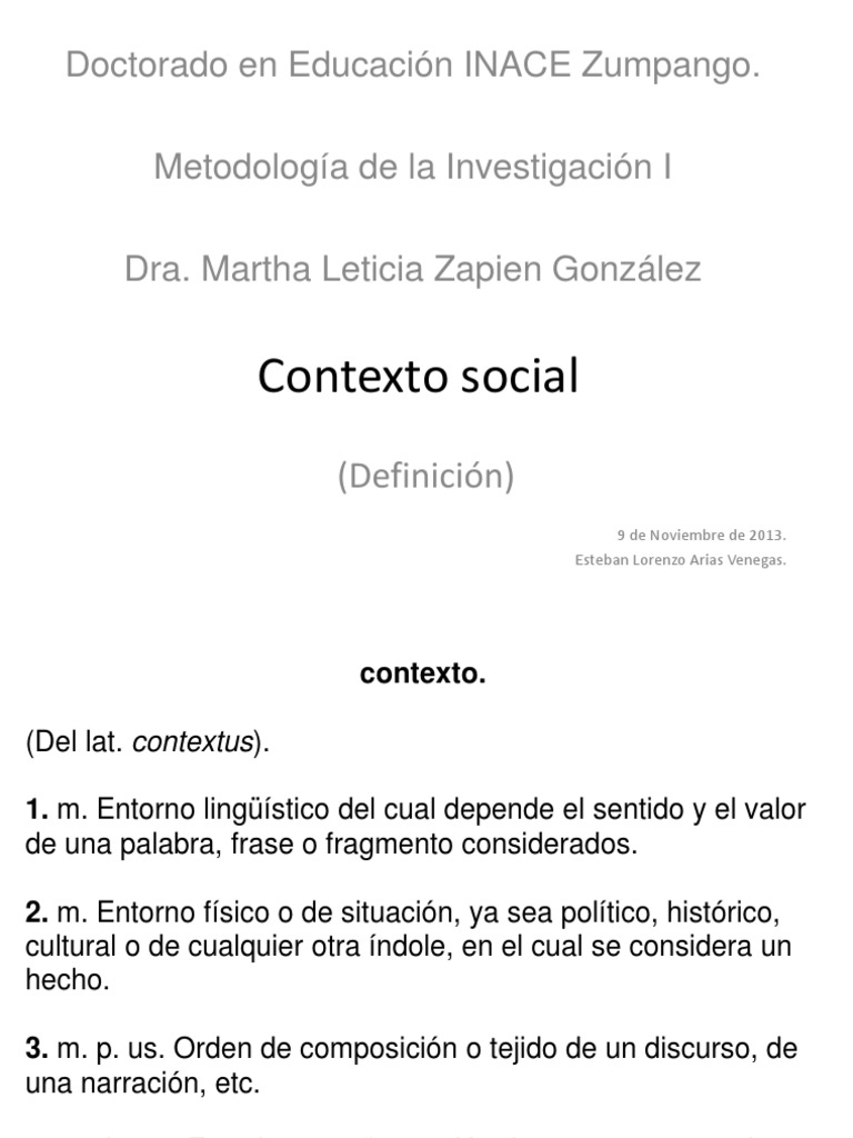 Contexto Social Definicion PDF | PDF | Sociología | Sociedad