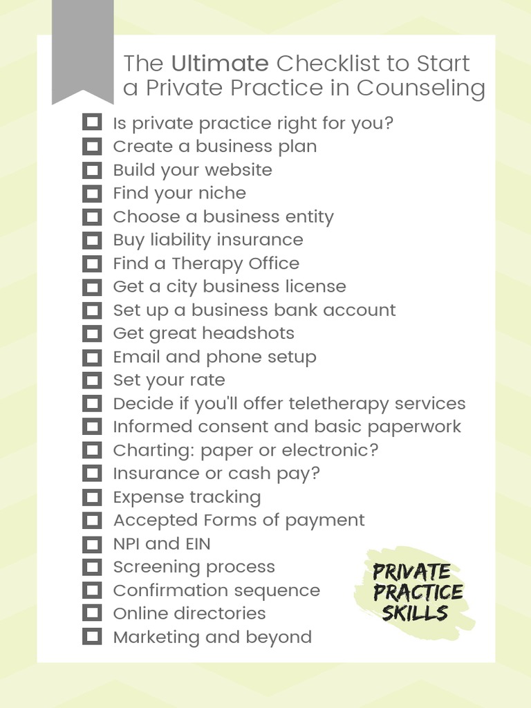 Private Practice Ultimate Startup Checklist PDF | PDF