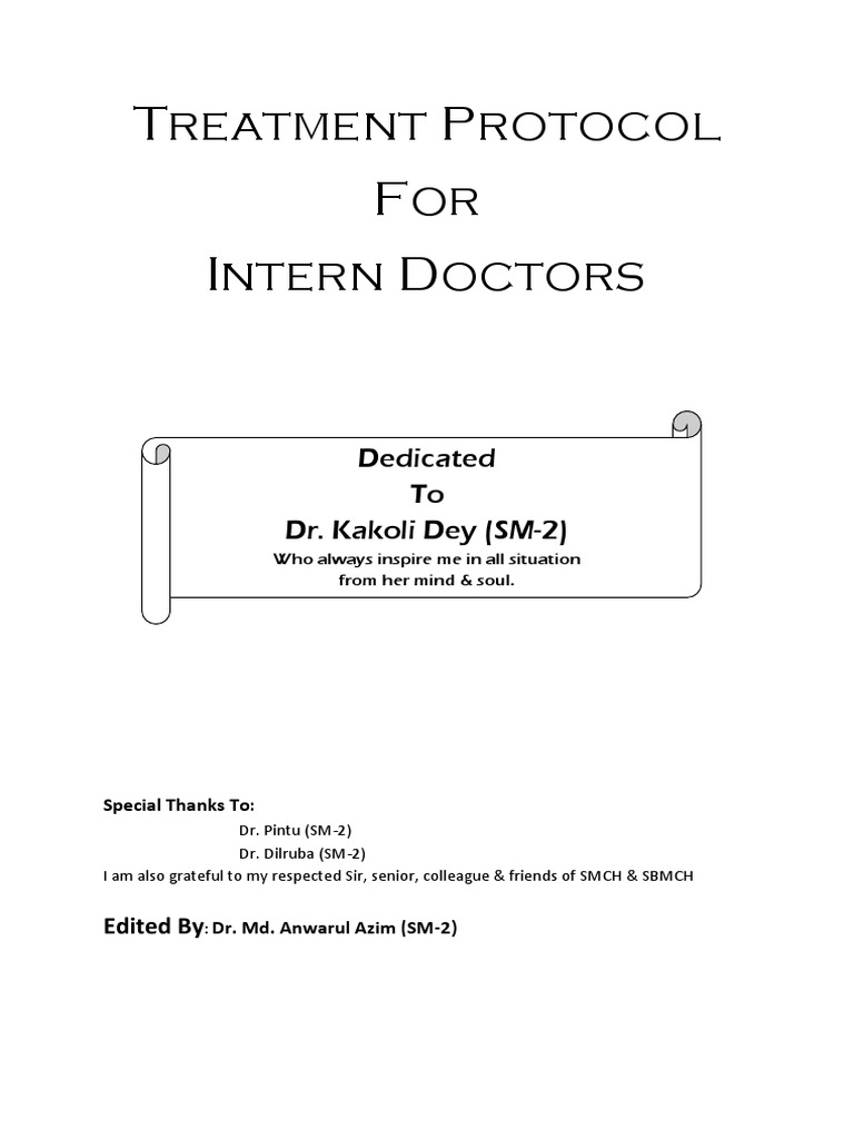 Treatment Protocol for Intern Doctors | PDF | Rtt | Medical Specialties