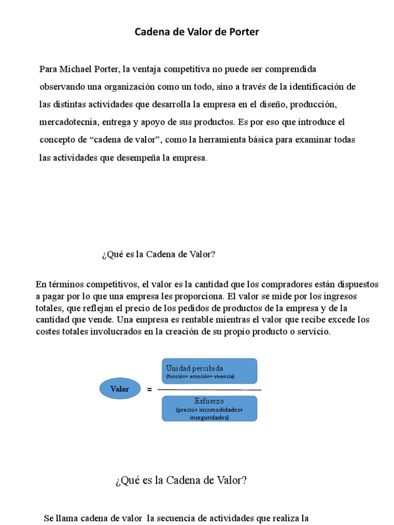 Cadena de Valor de Michael Porter | PDF | Cadena de valor | Logística
