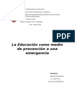 La Educacion Como Medio de Prevencion Ante Una Emergencia