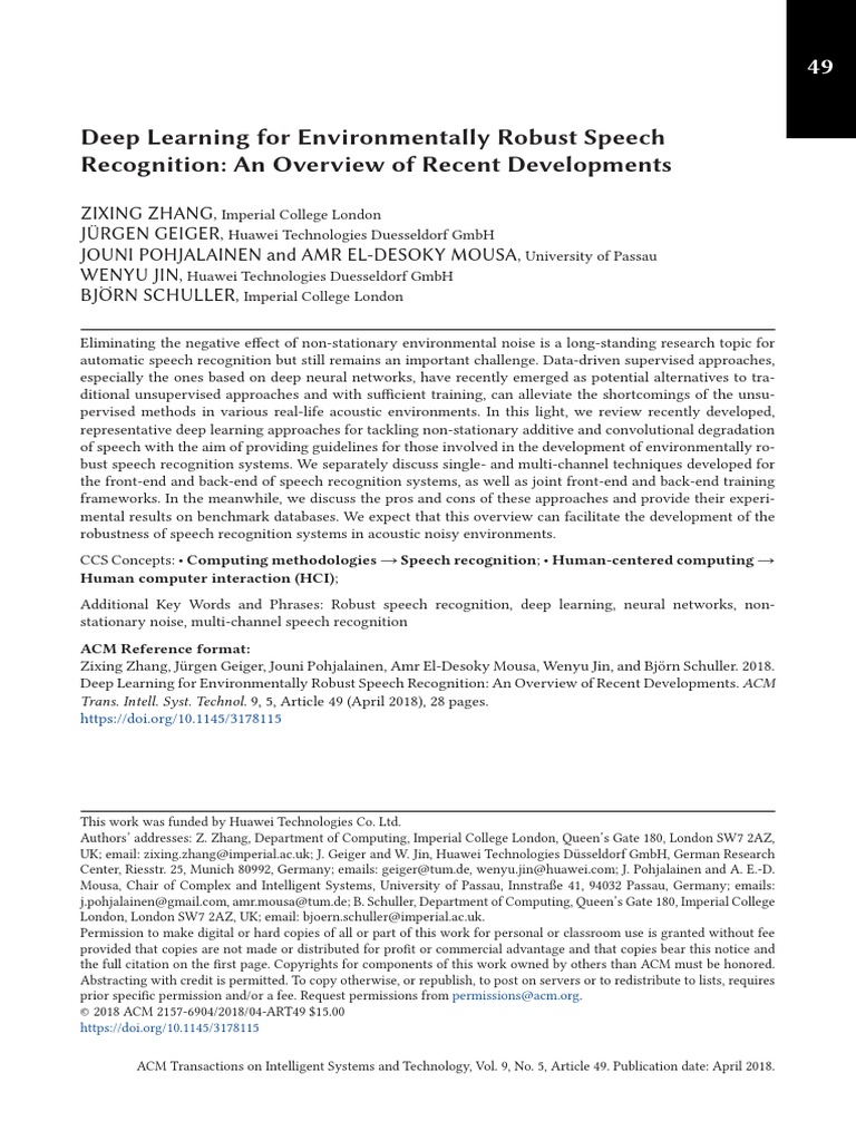 Deep Learning For Environmentally Robust Speech Recognition - An ...