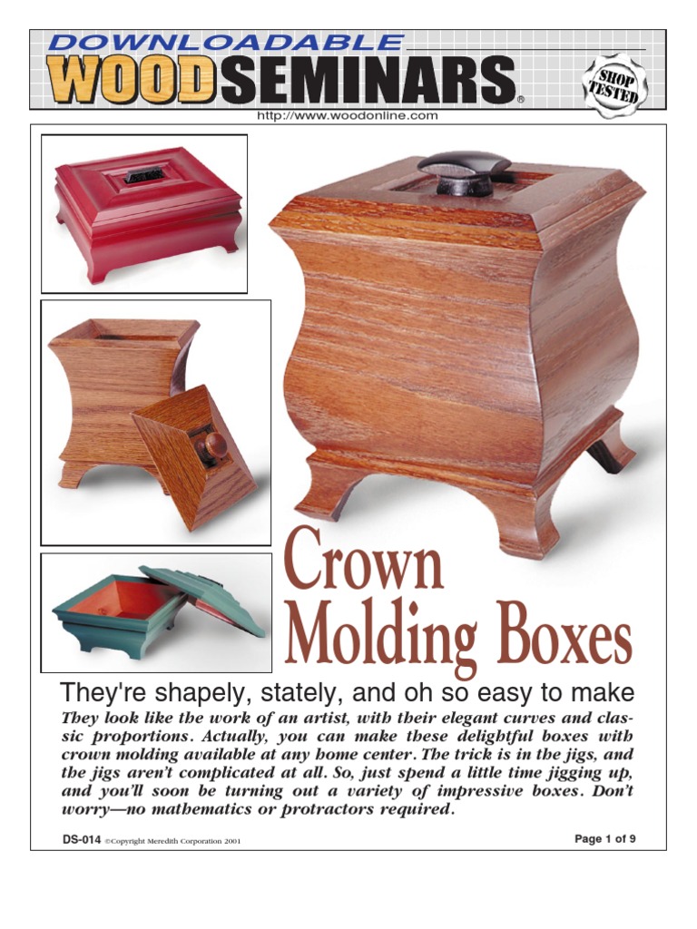 WoodPlans Online Crown Molding Boxes Woodworking Decorative Arts