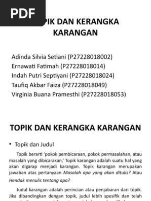 Topik Tema Dan Kerangka Karangan 1 Pptx