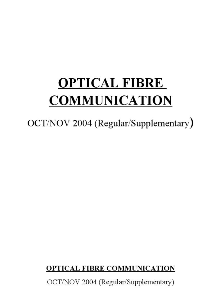 Optical Fibre Communication | PDF | Optical Fiber | Wavelength Division ...
