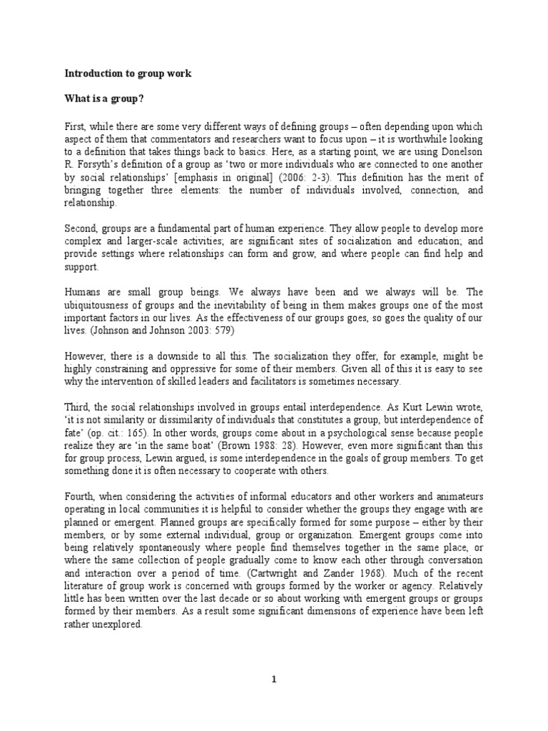 Introduction to Social Group Work | PDF | Social Group | Psychotherapy
