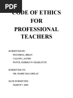 CODE OF ETHICS For Teachers Summary